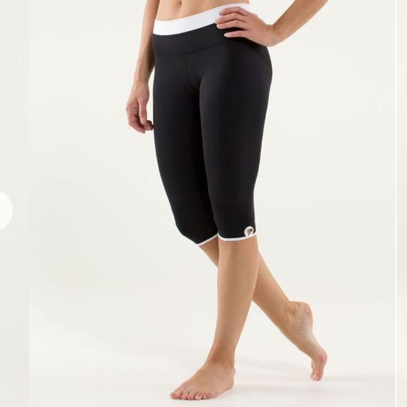 Lululemon Bandha Hot Yoga Workout Activewear Athletic Crop Kehole Pant Tights - Picture 1 of 7